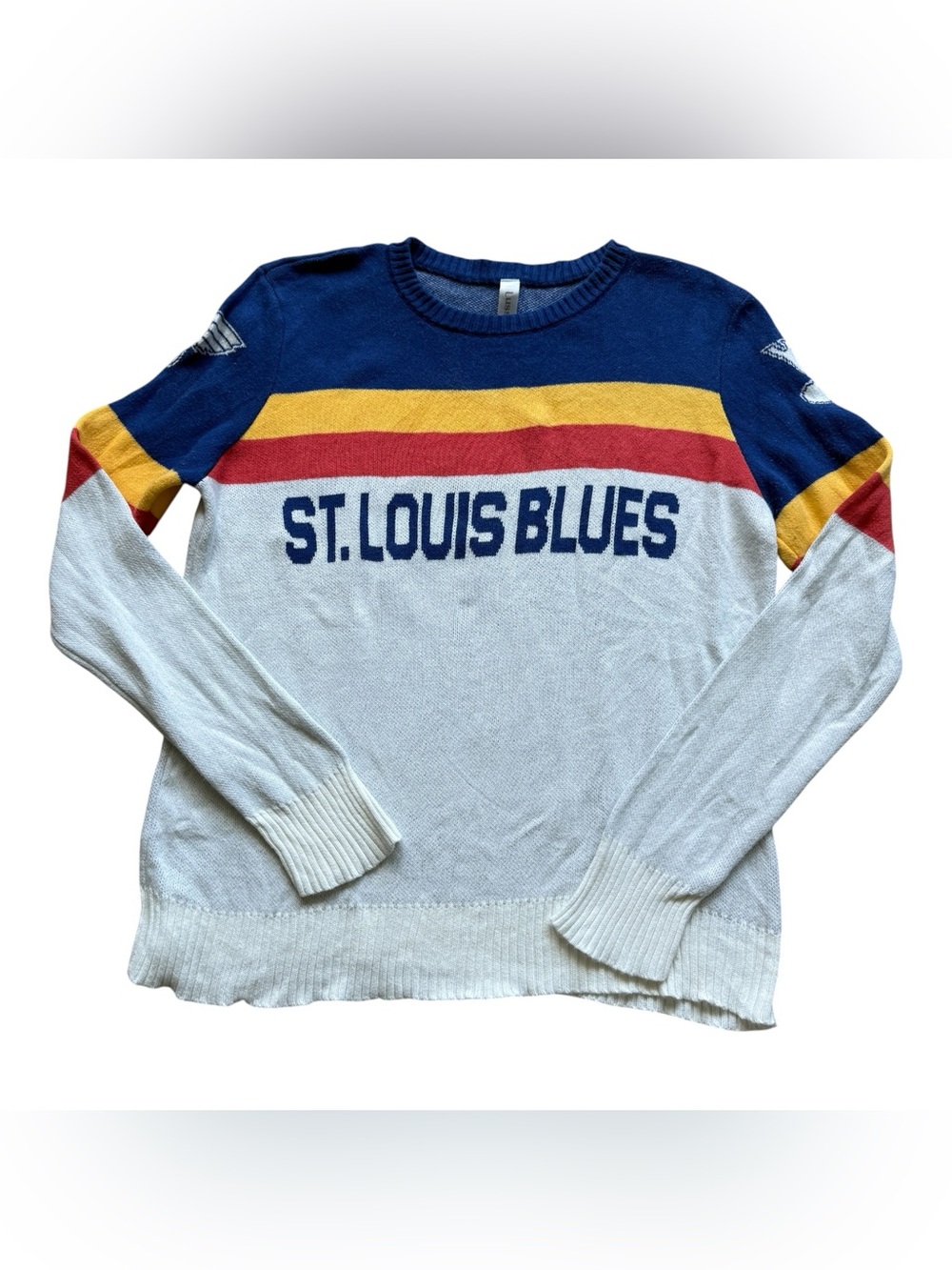 Lusso St. Louis Blues NHL Hockey Knit Sweater Colorblock Crewneck Women’s M Top